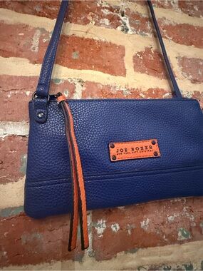 Joe Boxer Purse Royal Blue Crossbody Bag with Orange Accents